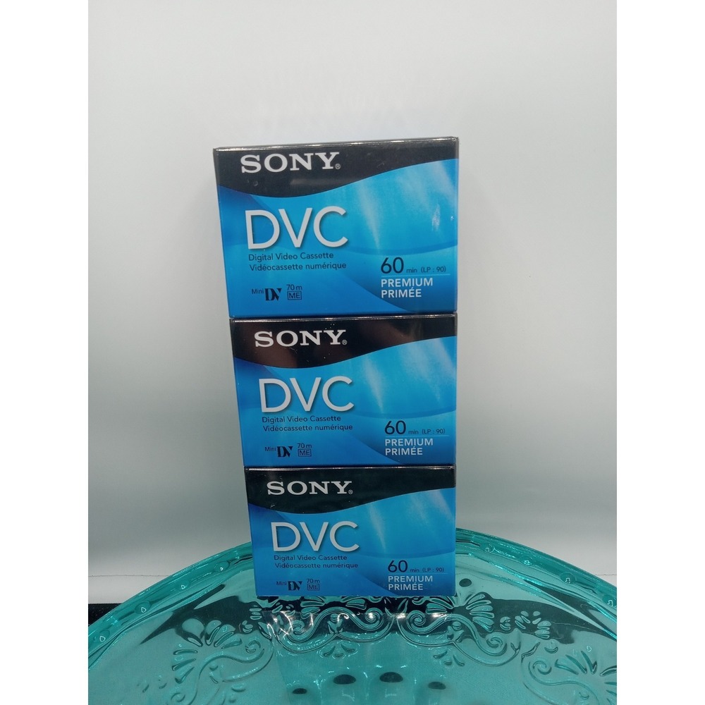 Sony Lot of 3 DVC Digital Video Cassette 60 min Premium Mini DV Tapes New Sealed